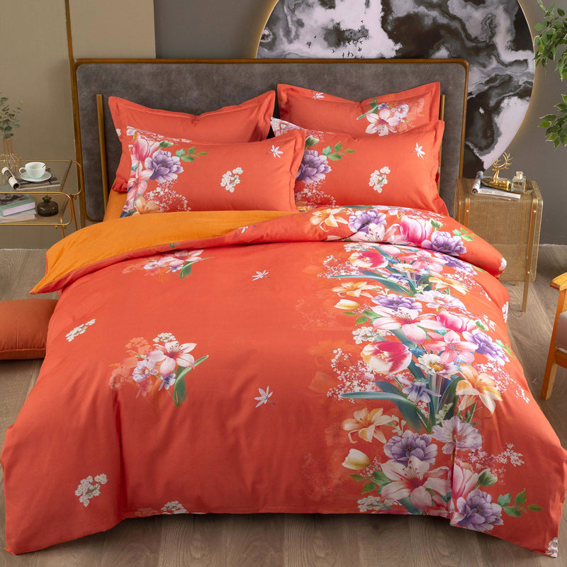KTX-683795 Cotton Winter Linen Quilt Cover Bedding Set in Various Sizes with Plant and Flower Patterns
