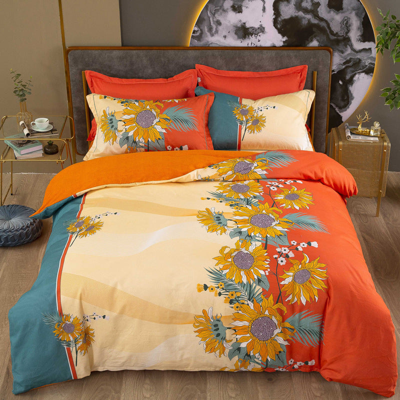 KTX-683795 Cotton Winter Linen Quilt Cover Bedding Set in Various Sizes with Plant and Flower Patterns