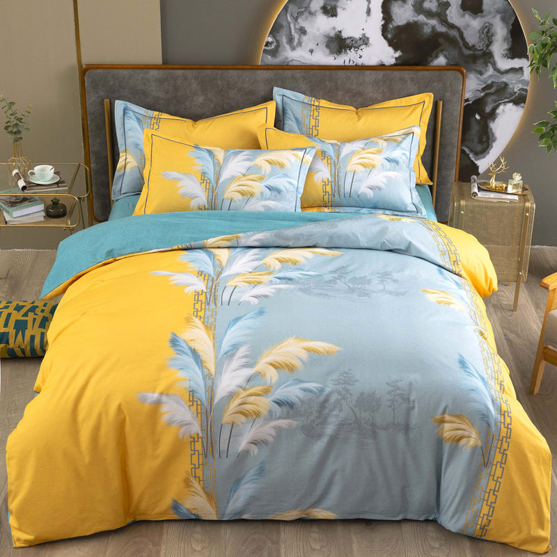 KTX-683795 Cotton Winter Linen Quilt Cover Bedding Set in Various Sizes with Plant and Flower Patterns