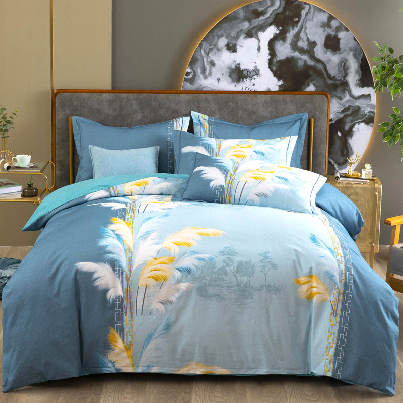 KTX-683795 Cotton Winter Linen Quilt Cover Bedding Set in Various Sizes with Plant and Flower Patterns