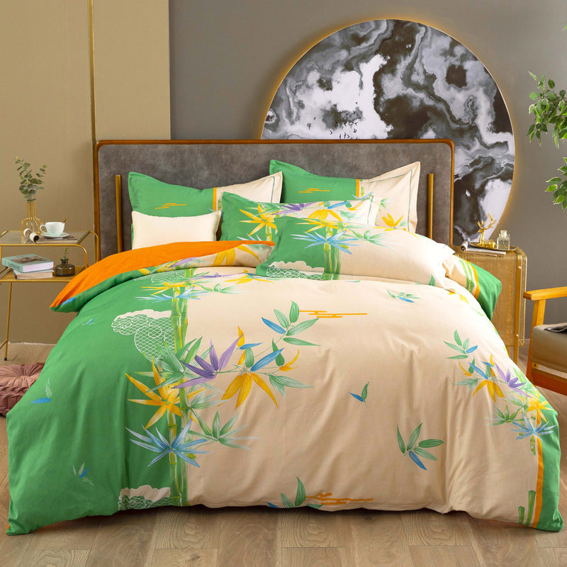 KTX-683795 Cotton Winter Linen Quilt Cover Bedding Set in Various Sizes with Plant and Flower Patterns