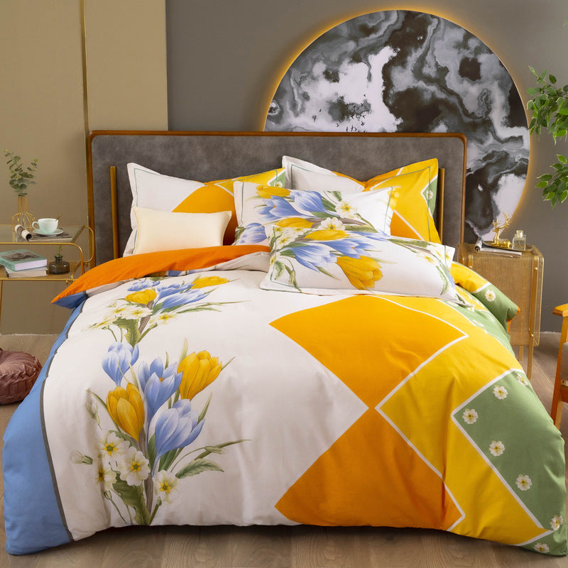 KTX-683795 Cotton Winter Linen Quilt Cover Bedding Set in Various Sizes with Plant and Flower Patterns