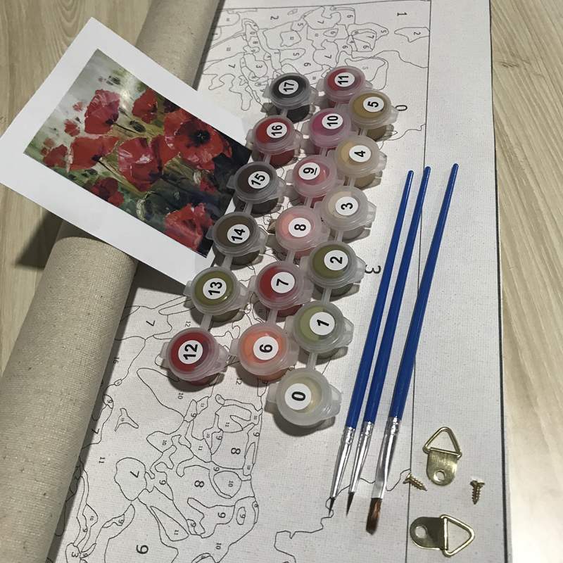 KTX-684307 DIY Children's Coloring Digital Painting Kit - Frameless Canvas 40x50cm with Three Brushes