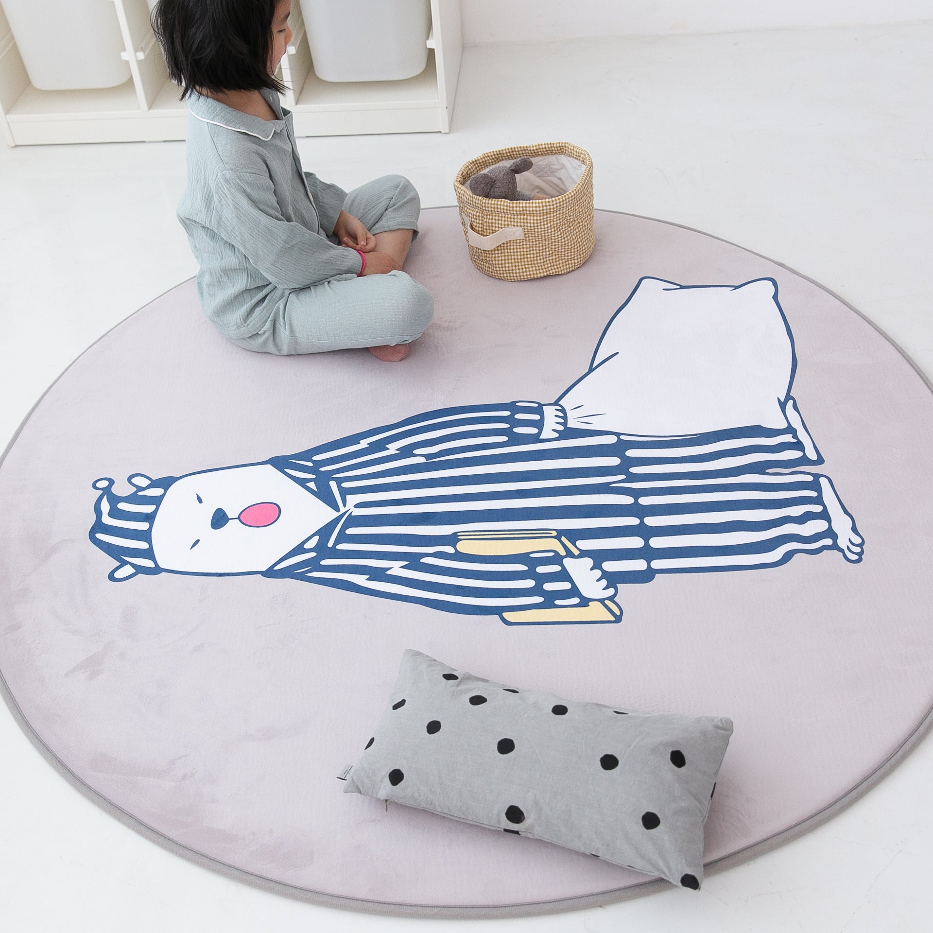 KTX-685459 Cartoon Round Slow Rebound Floor Mat for Living Room or Bedroom - Available in Various Designs and Sizes