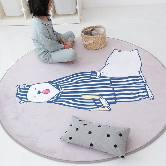 KTX-685459 Cartoon Round Slow Rebound Floor Mat for Living Room or Bedroom - Available in Various Designs and Sizes