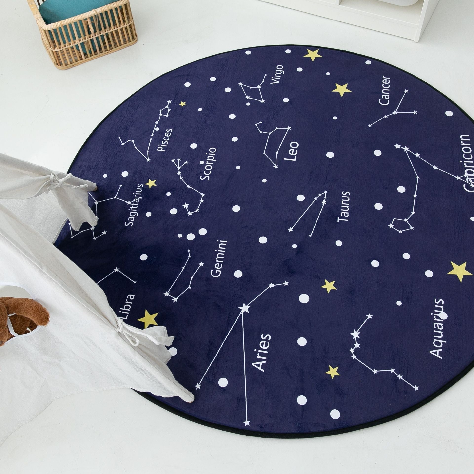KTX-685459 Cartoon Round Slow Rebound Floor Mat for Living Room or Bedroom - Available in Various Designs and Sizes