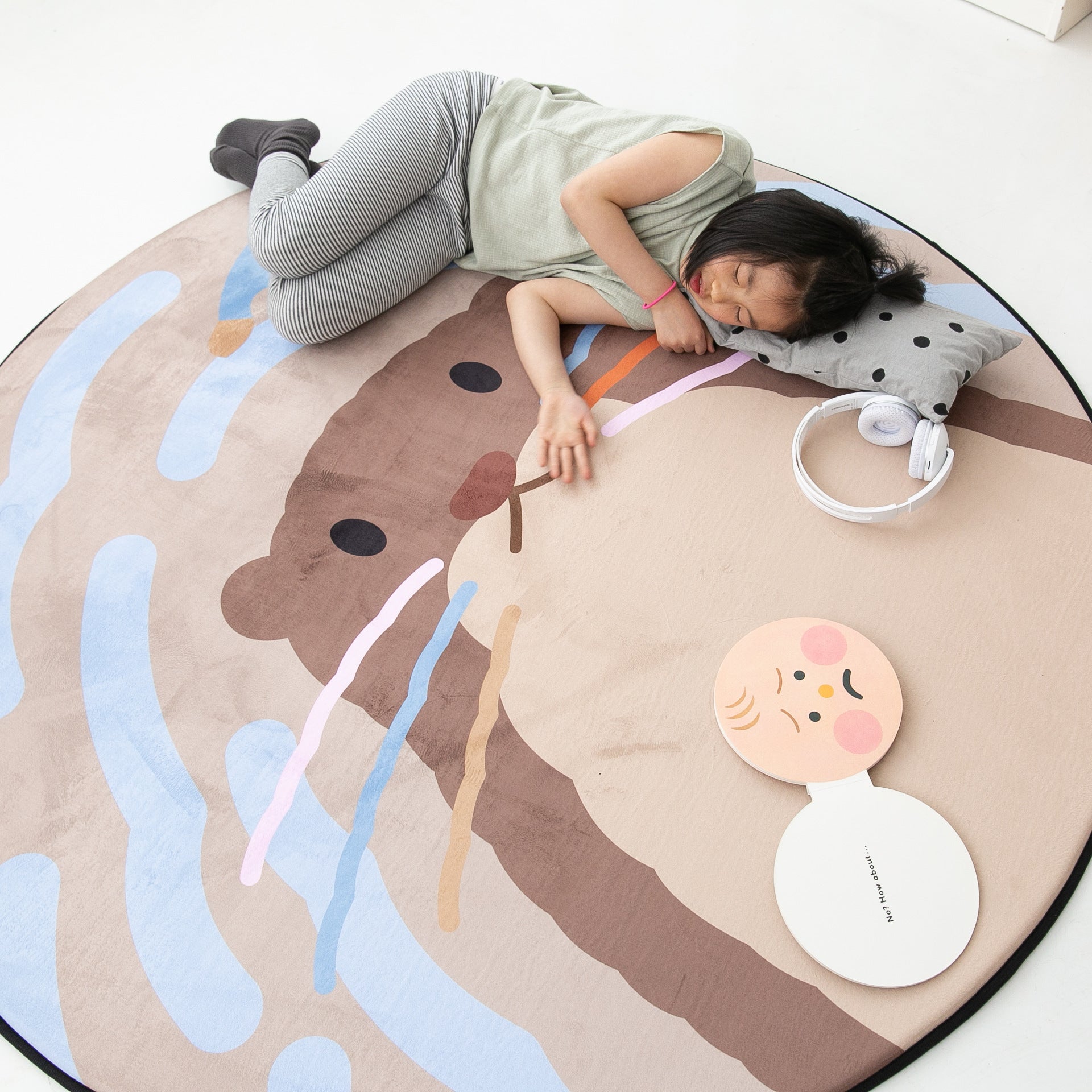 KTX-685459 Cartoon Round Slow Rebound Floor Mat for Living Room or Bedroom - Available in Various Designs and Sizes