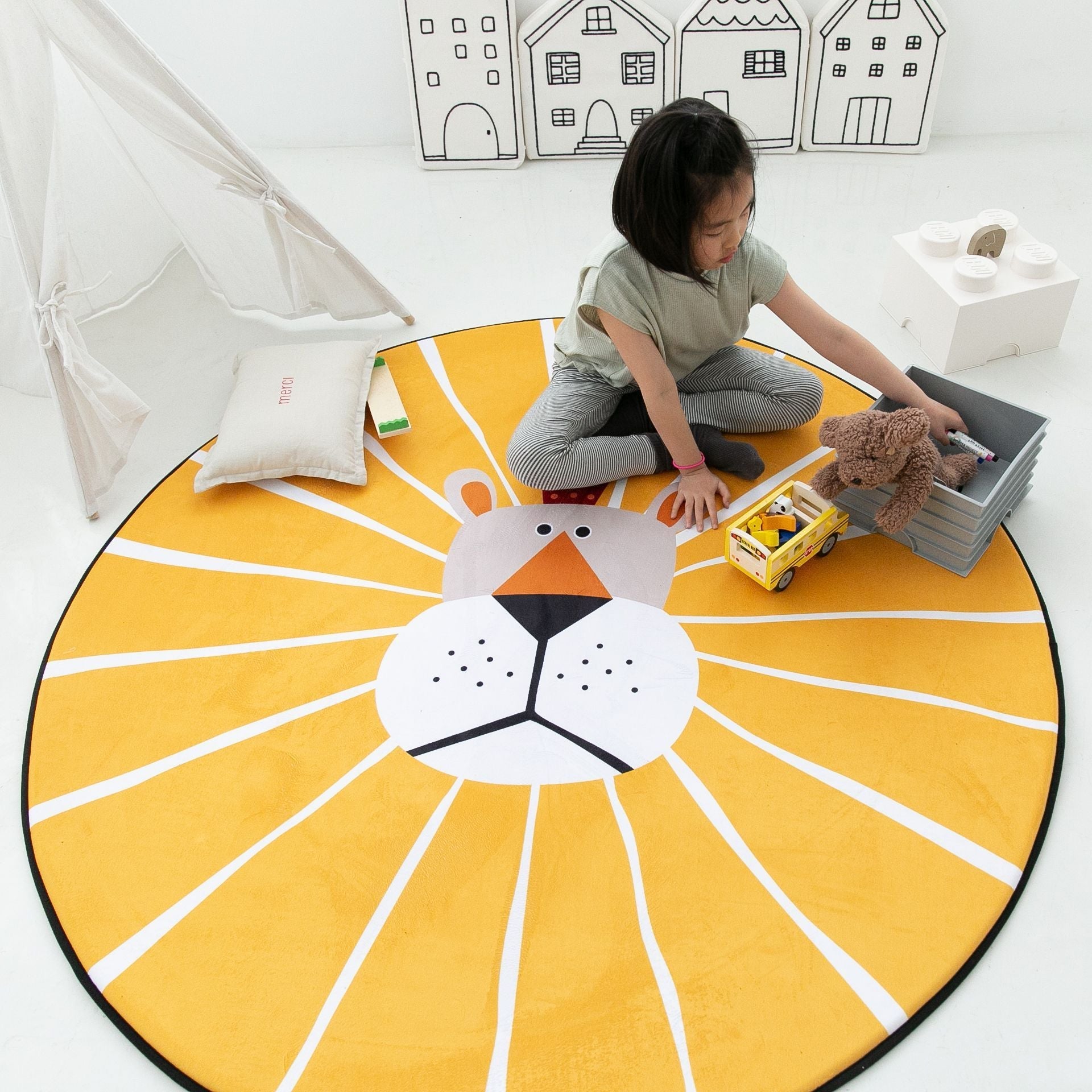KTX-685459 Cartoon Round Slow Rebound Floor Mat for Living Room or Bedroom - Available in Various Designs and Sizes