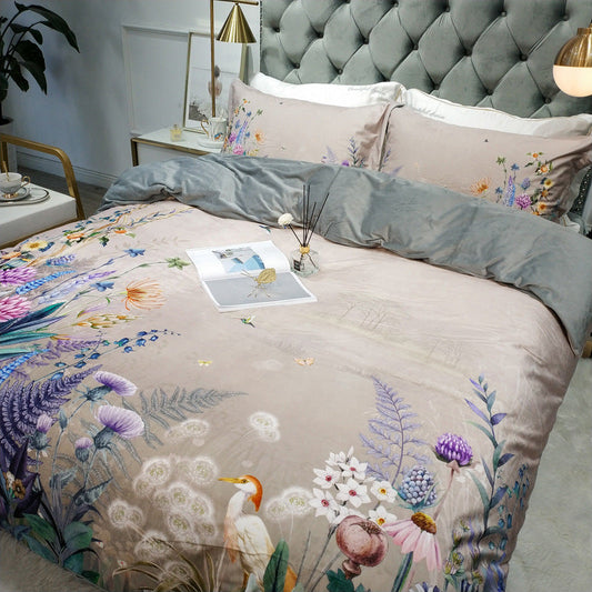 KTX-685459 Warm American Quilt Set with 3D Floral Pattern - Four Pieces for Fall and Winter