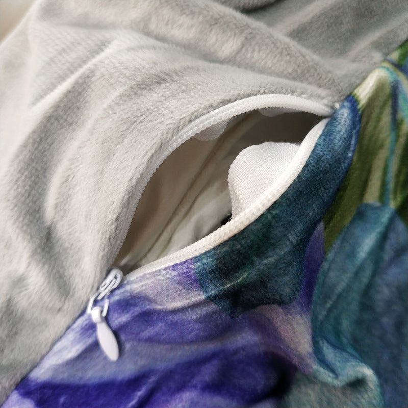 KTX-685459 Warm American Quilt Set with 3D Floral Pattern - Four Pieces for Fall and Winter