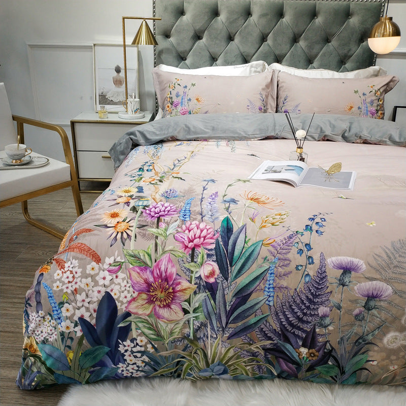 KTX-685459 Warm American Quilt Set with 3D Floral Pattern - Four Pieces for Fall and Winter