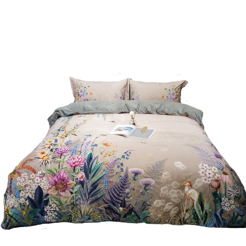 KTX-685459 Warm American Quilt Set with 3D Floral Pattern - Four Pieces for Fall and Winter