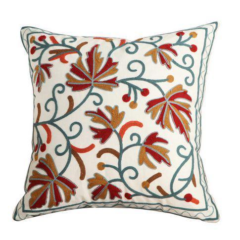 KTX-686163 Embroidered Floral Cotton Pillowcase for Decorative Seating