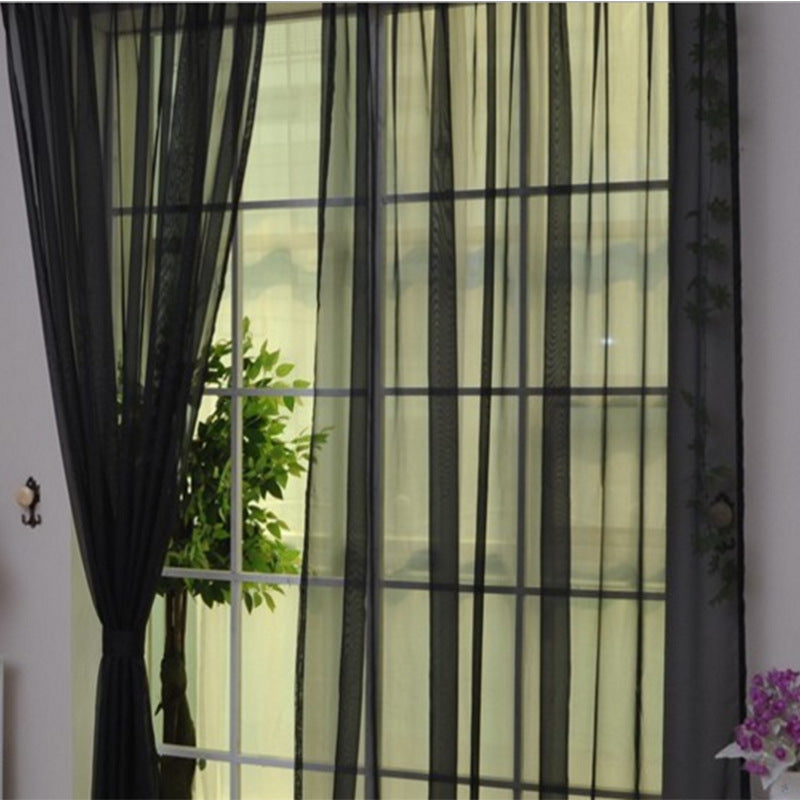 KTX-686483 Solid Tulle Sheer Curtains for Living Room and Bedroom - Translucent Polyester Blinds in Various Colors