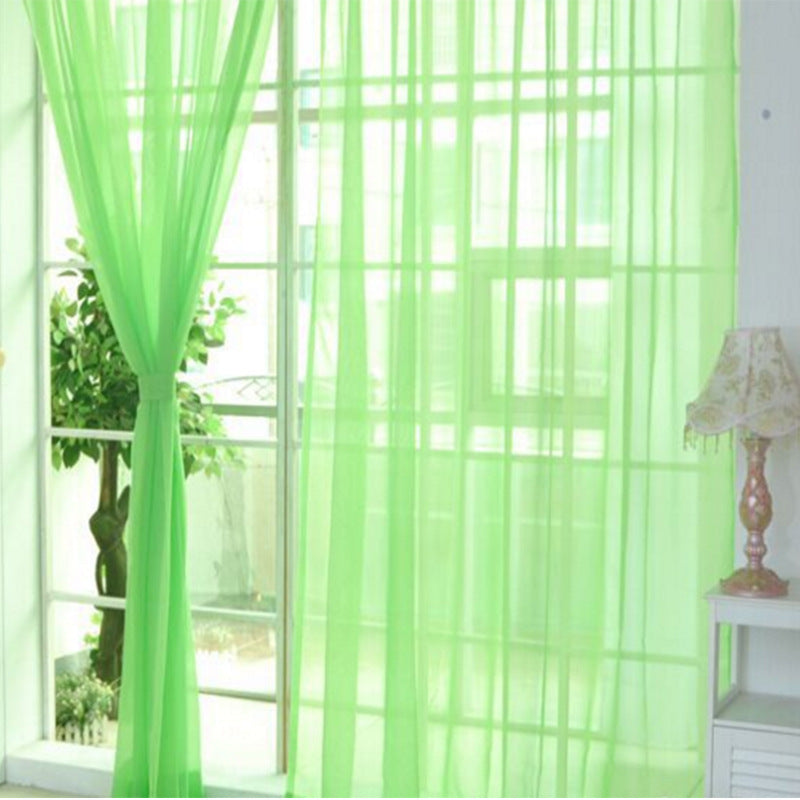 KTX-686483 Solid Tulle Sheer Curtains for Living Room and Bedroom - Translucent Polyester Blinds in Various Colors