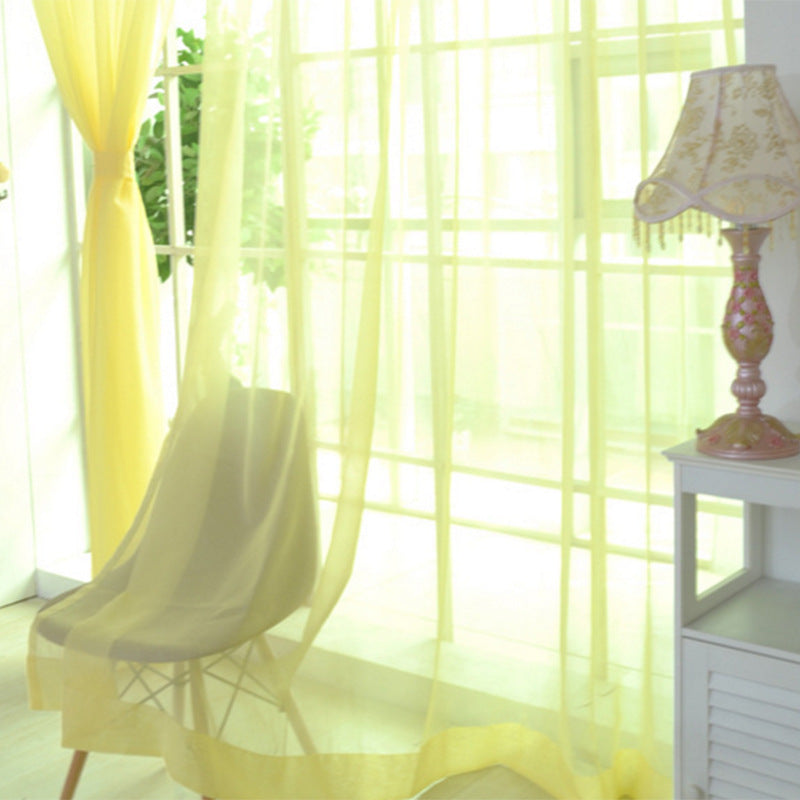 KTX-686483 Solid Tulle Sheer Curtains for Living Room and Bedroom - Translucent Polyester Blinds in Various Colors