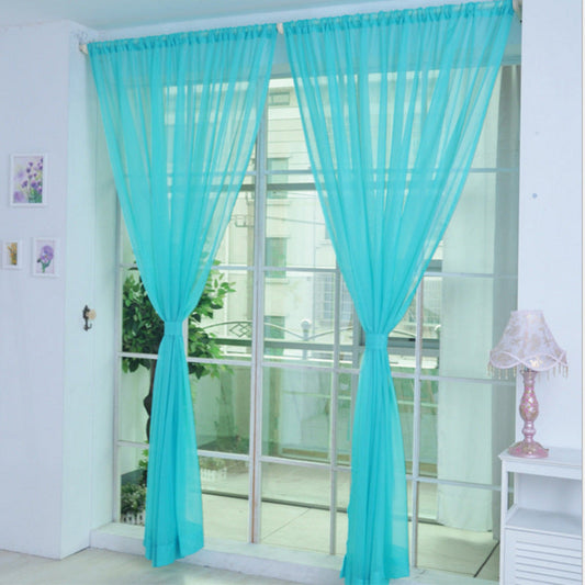 KTX-686483 Solid Tulle Sheer Curtains for Living Room and Bedroom - Translucent Polyester Blinds in Various Colors