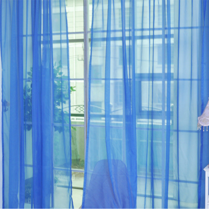 KTX-686483 Solid Tulle Sheer Curtains for Living Room and Bedroom - Translucent Polyester Blinds in Various Colors