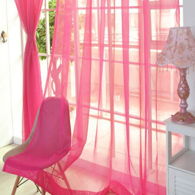 KTX-686483 Solid Tulle Sheer Curtains for Living Room and Bedroom - Translucent Polyester Blinds in Various Colors