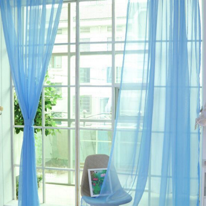 KTX-686483 Solid Tulle Sheer Curtains for Living Room and Bedroom - Translucent Polyester Blinds in Various Colors