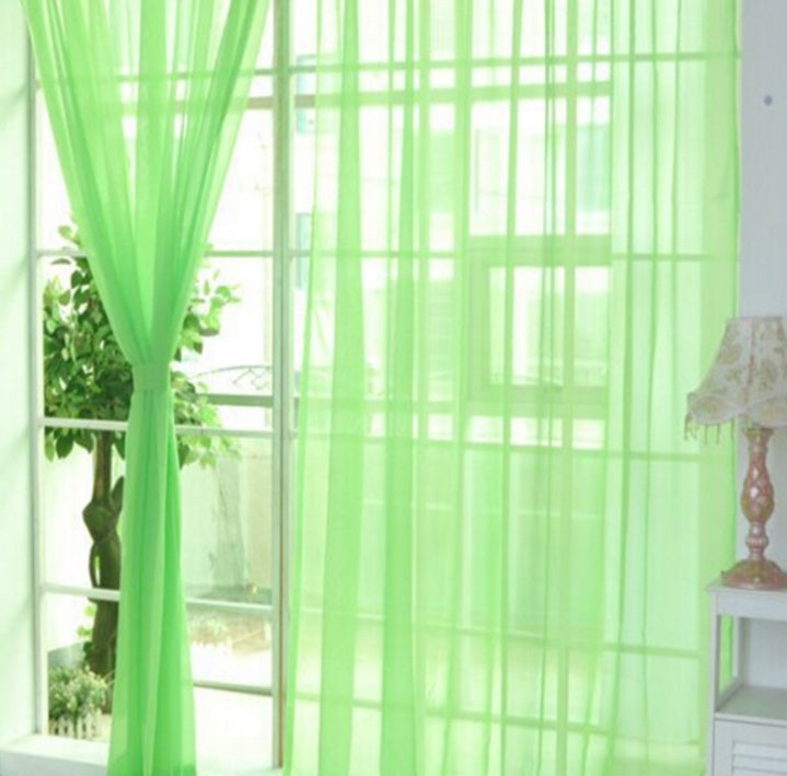 KTX-686483 Solid Tulle Sheer Curtains for Living Room and Bedroom - Translucent Polyester Blinds in Various Colors