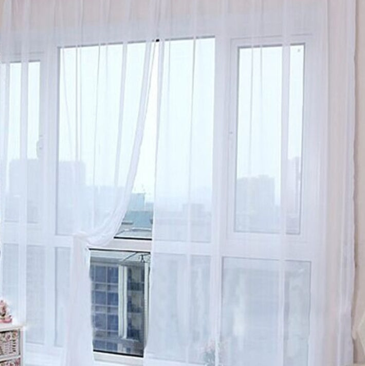 KTX-686483 Solid Tulle Sheer Curtains for Living Room and Bedroom - Translucent Polyester Blinds in Various Colors