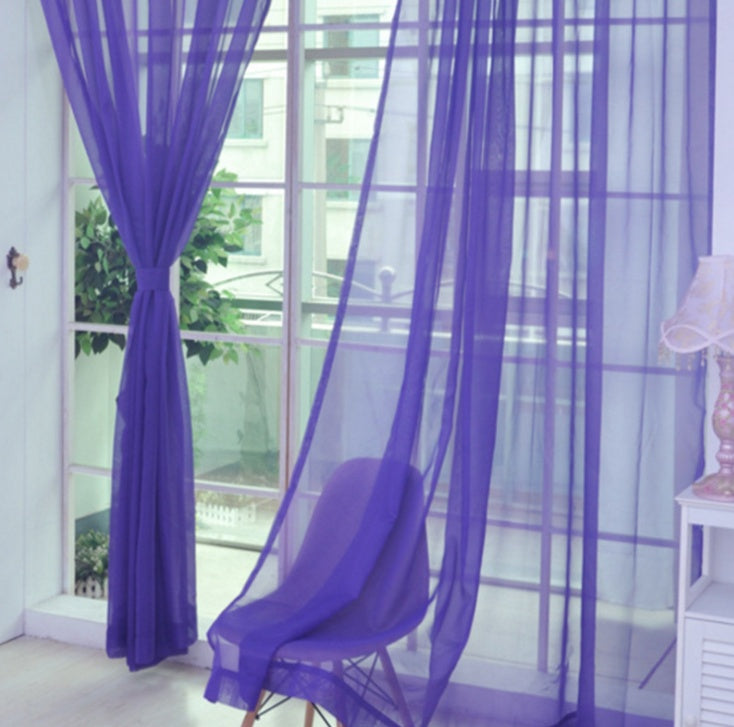KTX-686483 Solid Tulle Sheer Curtains for Living Room and Bedroom - Translucent Polyester Blinds in Various Colors
