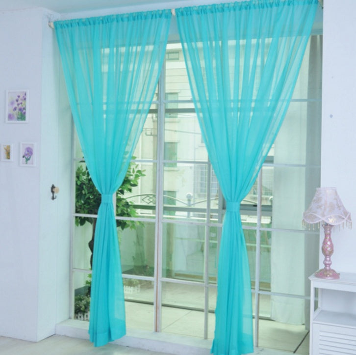 KTX-686483 Solid Tulle Sheer Curtains for Living Room and Bedroom - Translucent Polyester Blinds in Various Colors