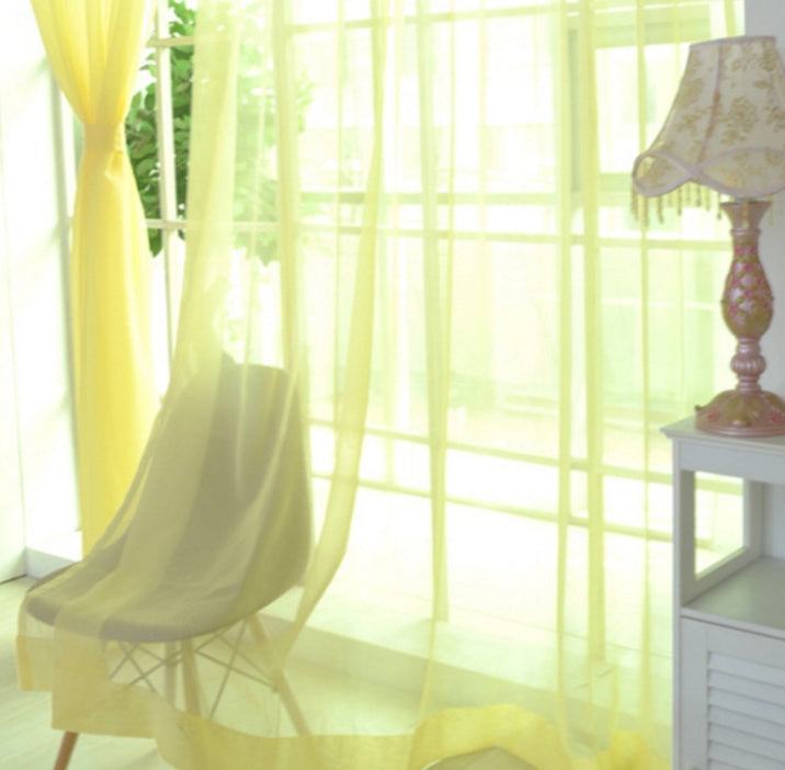 KTX-686483 Solid Tulle Sheer Curtains for Living Room and Bedroom - Translucent Polyester Blinds in Various Colors