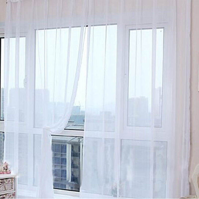 KTX-686483 Solid Tulle Sheer Curtains for Living Room and Bedroom - Translucent Polyester Blinds in Various Colors