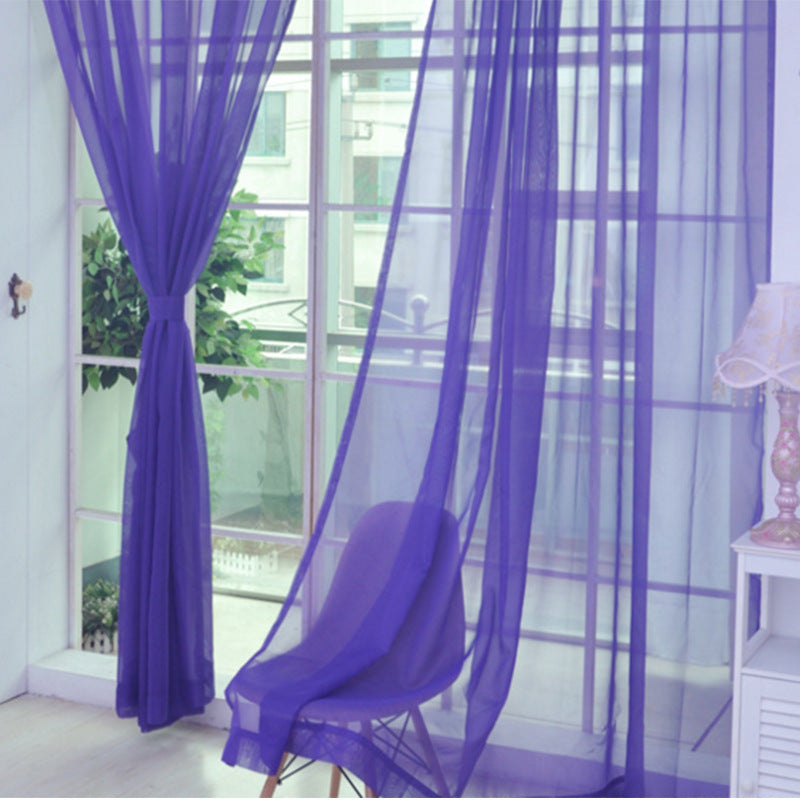 KTX-686483 Solid Tulle Sheer Curtains for Living Room and Bedroom - Translucent Polyester Blinds in Various Colors