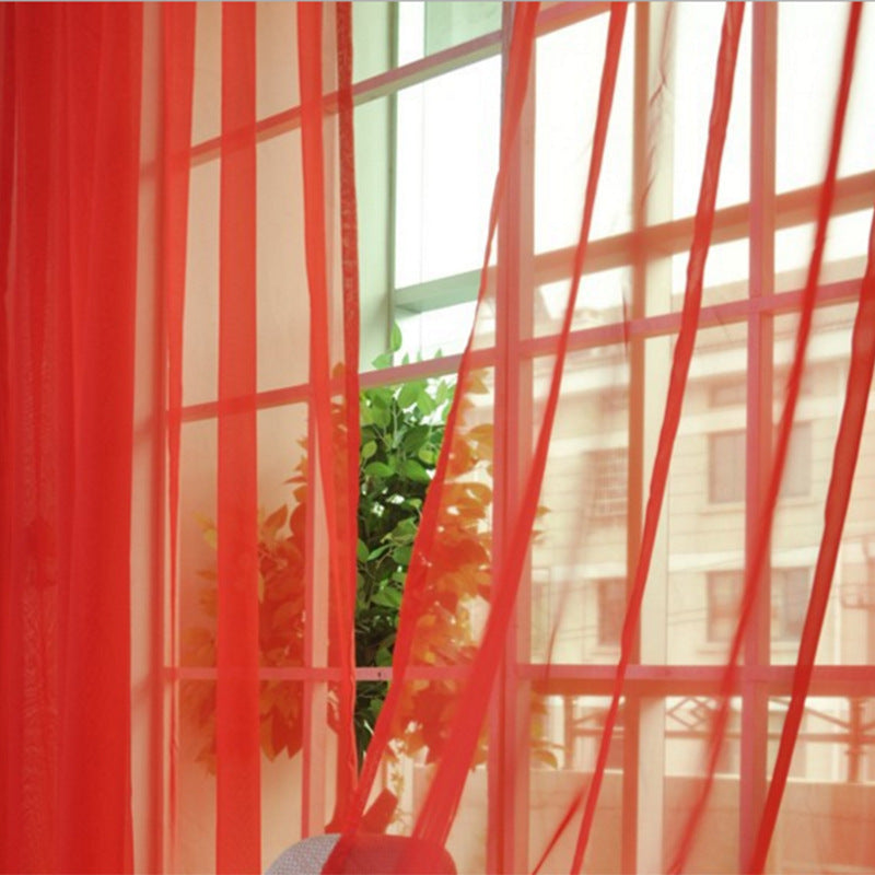 KTX-686483 Solid Tulle Sheer Curtains for Living Room and Bedroom - Translucent Polyester Blinds in Various Colors