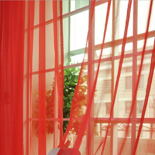 KTX-686483 Solid Tulle Sheer Curtains for Living Room and Bedroom - Translucent Polyester Blinds in Various Colors