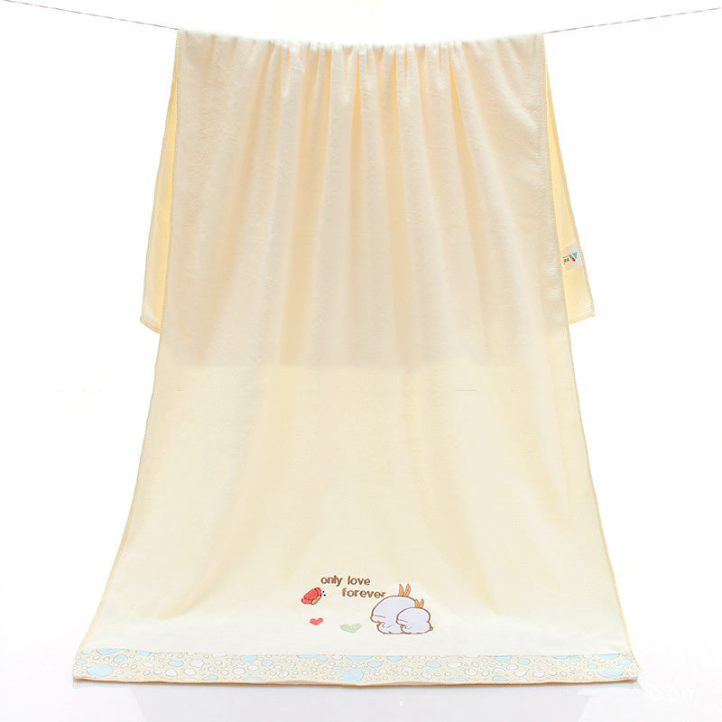 KTX-687507 Lace Edge Bath Towel Set in Microfiber - Yellow & Beige, 70x140 cm