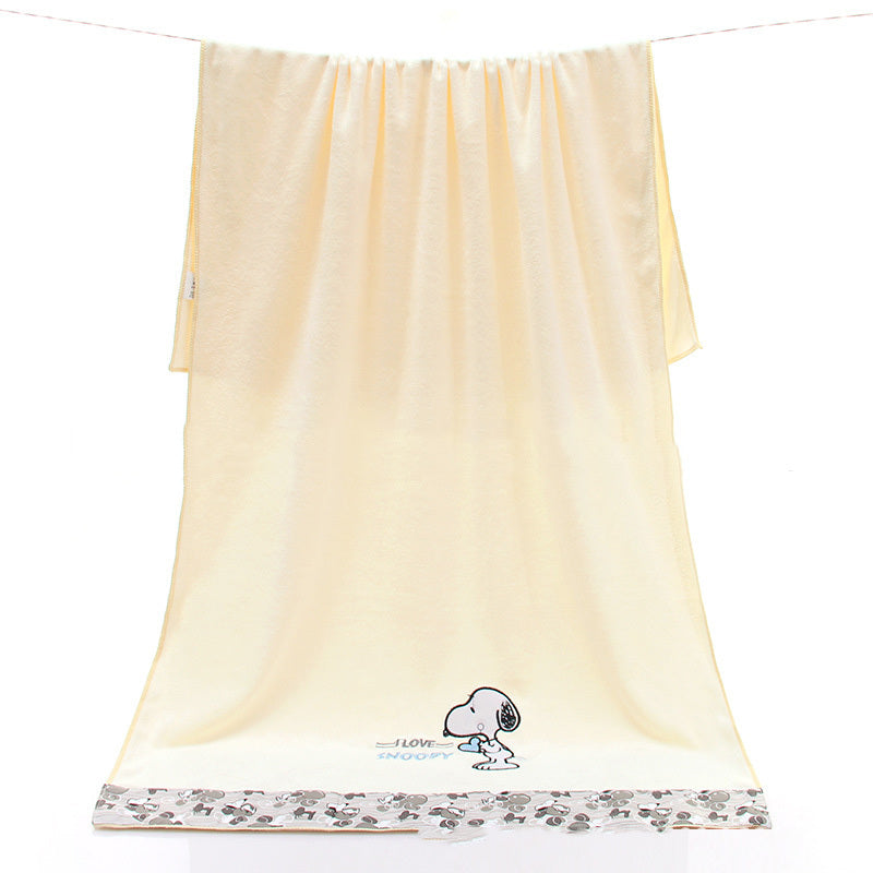 KTX-687507 Lace Edge Bath Towel Set in Microfiber - Yellow & Beige, 70x140 cm