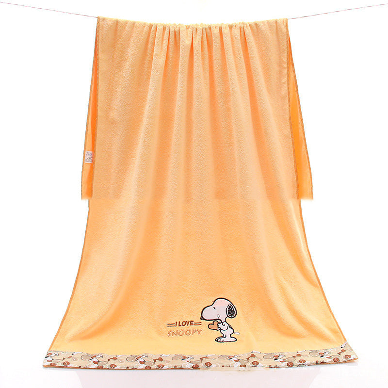 KTX-687507 Lace Edge Bath Towel Set in Microfiber - Yellow & Beige, 70x140 cm