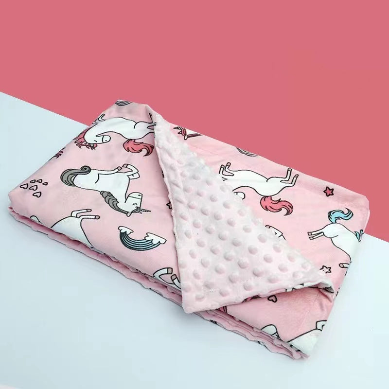 KTX-688851 Flamingo Print Fleece Baby Blanket for Newborns – Soft Flannel and Foam Fleece Stroller Wrap, 75x120cm