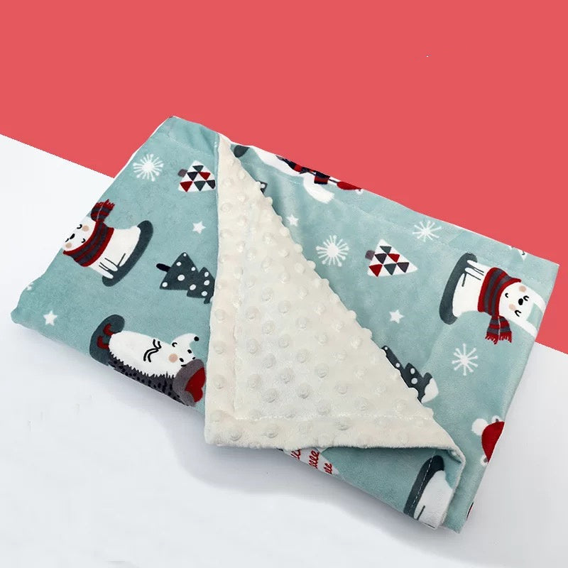 KTX-688851 Flamingo Print Fleece Baby Blanket for Newborns – Soft Flannel and Foam Fleece Stroller Wrap, 75x120cm