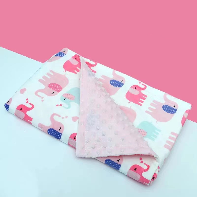 KTX-688851 Flamingo Print Fleece Baby Blanket for Newborns – Soft Flannel and Foam Fleece Stroller Wrap, 75x120cm