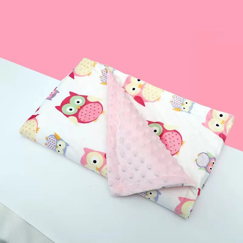 KTX-688851 Flamingo Print Fleece Baby Blanket for Newborns – Soft Flannel and Foam Fleece Stroller Wrap, 75x120cm