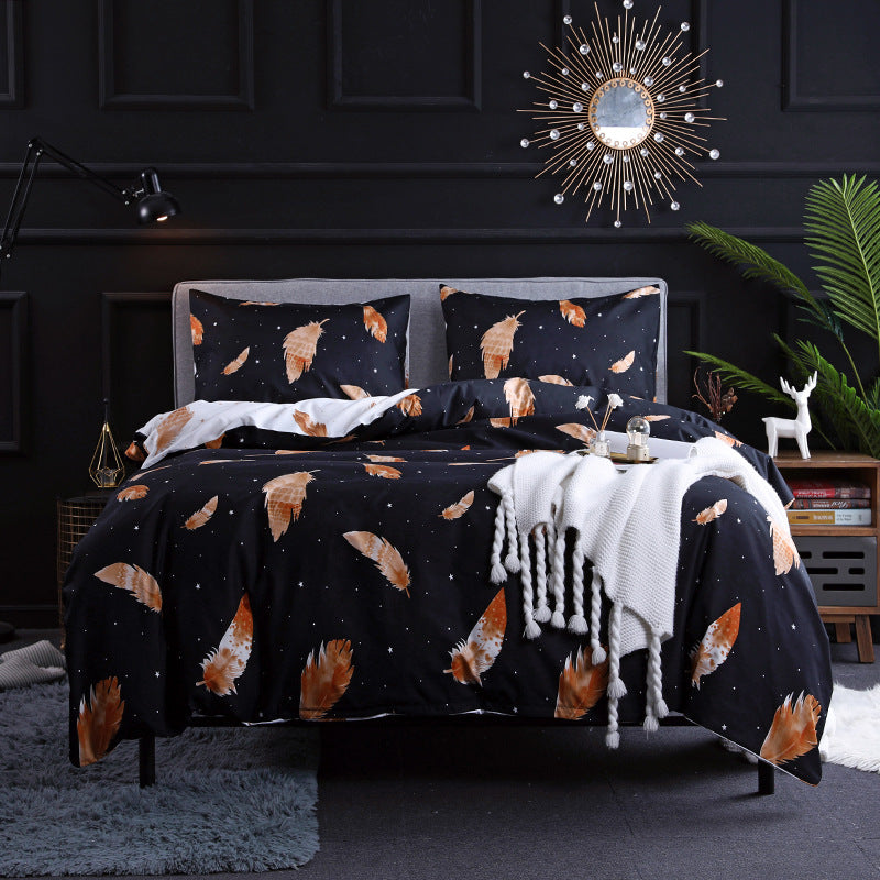 KTX-691859 Animal Print Reactive Dye Polyester Bedding Set - 3-Piece Quilted Style for 1.8m Beds