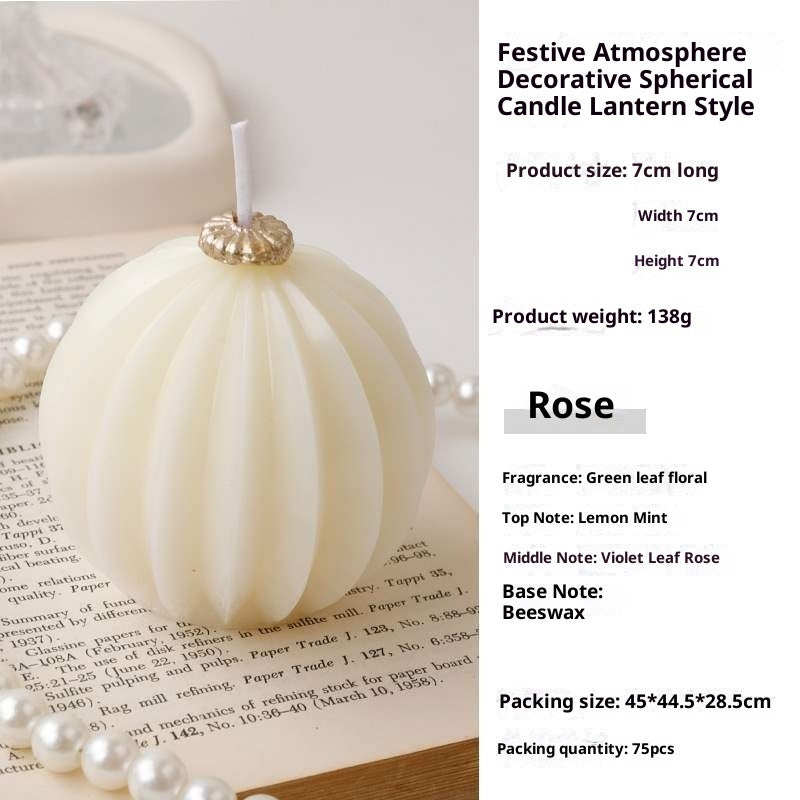 KTX-692179 Decorative Aromatherapy Spherical Candle Set in Red and White - 2 Packs of Lantern and Sphere Styles