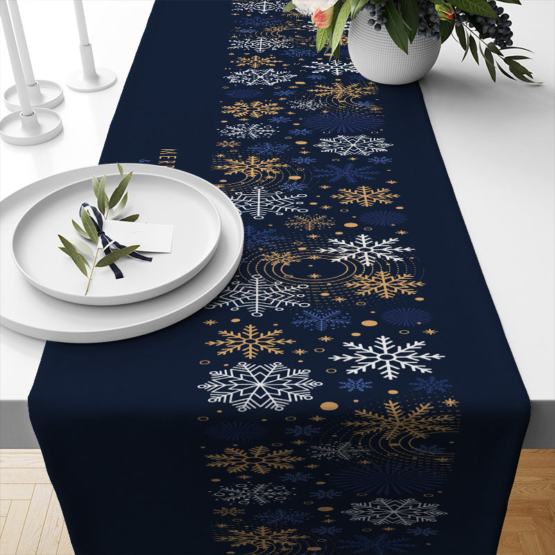 KTX-693331 Linen Insulated Christmas Table Runner with Striped and Plaid Patterns, 33x183CM