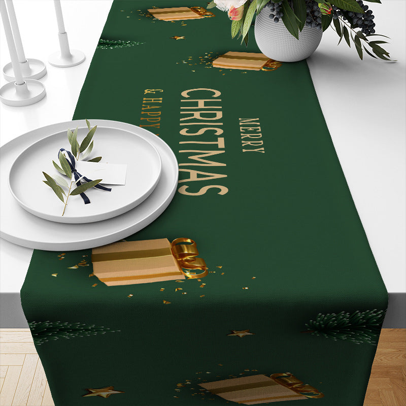 KTX-693331 Linen Insulated Christmas Table Runner with Striped and Plaid Patterns, 33x183CM