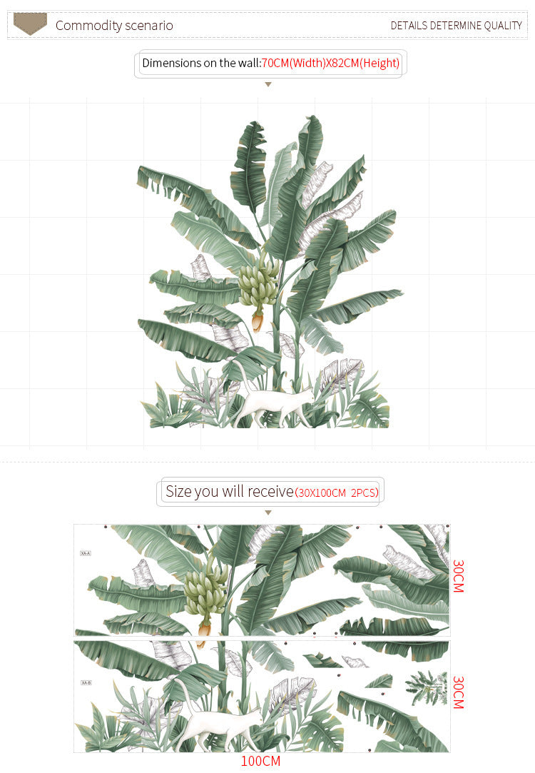 KTX-693459 Banana Tree Plant Wallpaper and Wall Sticker for Bedroom Decoration