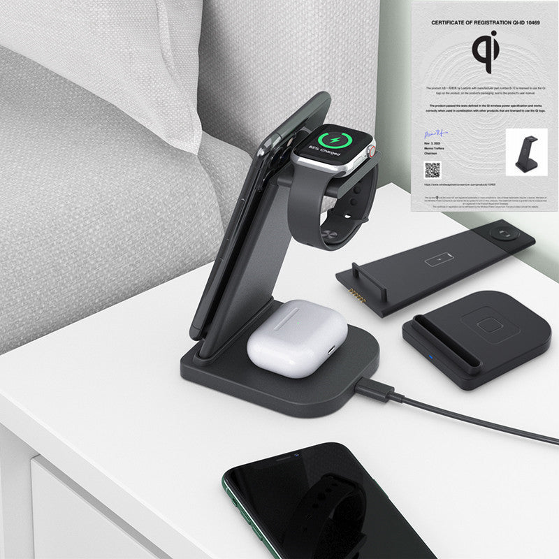 KTX-693587 Wireless Charger for iPhone, Headset, and Watch - 5W to 15W Output, Detachable & Foldable Design