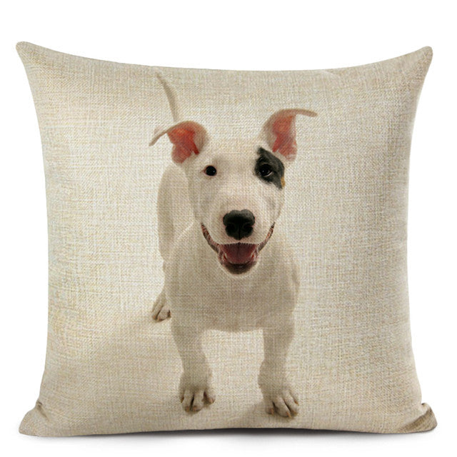 KTX-695507 Chinese Dog Pattern Printed Linen Pillowcase - Simple and Modern Design, 100% PP Cotton Filling
