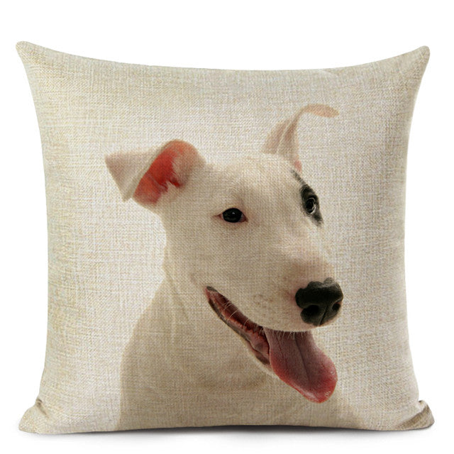 KTX-695507 Chinese Dog Pattern Printed Linen Pillowcase - Simple and Modern Design, 100% PP Cotton Filling