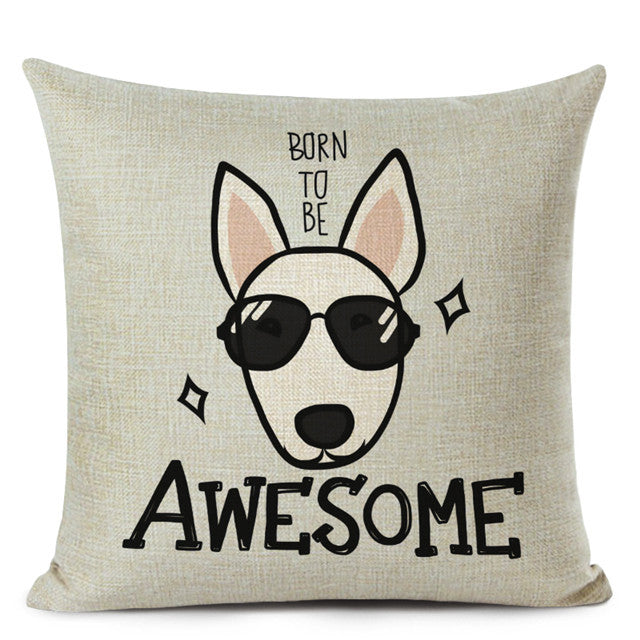 KTX-695507 Chinese Dog Pattern Printed Linen Pillowcase - Simple and Modern Design, 100% PP Cotton Filling