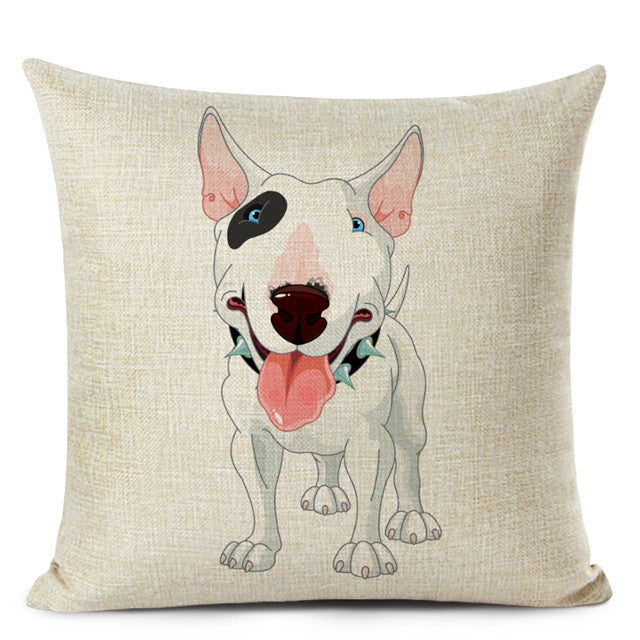 KTX-695507 Chinese Dog Pattern Printed Linen Pillowcase - Simple and Modern Design, 100% PP Cotton Filling
